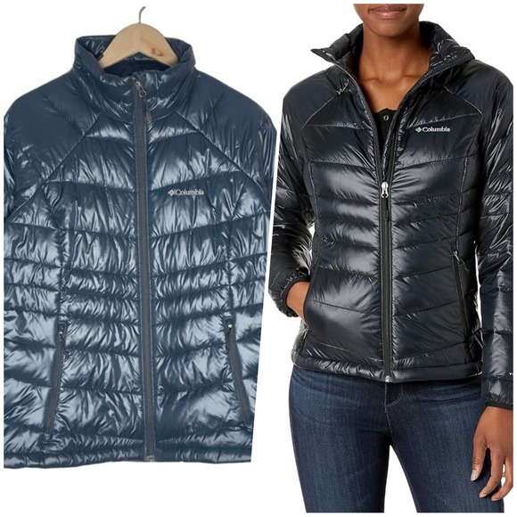 Columbia | Women | 650TD Omni Heat Navy Blue Radial Down Puffer Jacket | Large - Picture 1 of 15